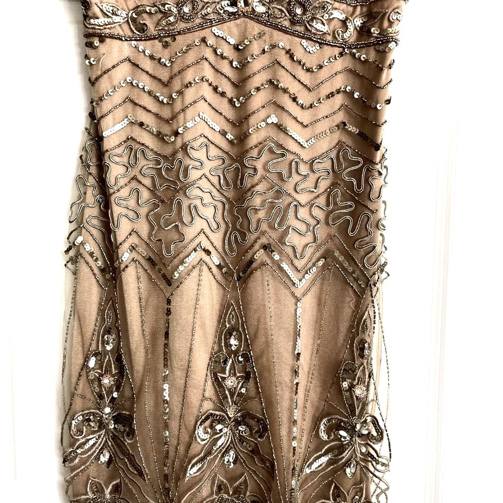 Sue Wong Cocktail Dress - Size 6 - Color deep rose/tan/brown - Picture 3 of 8